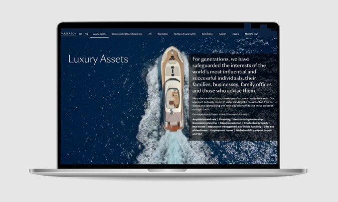 luxury assets brochure on a laptop screen