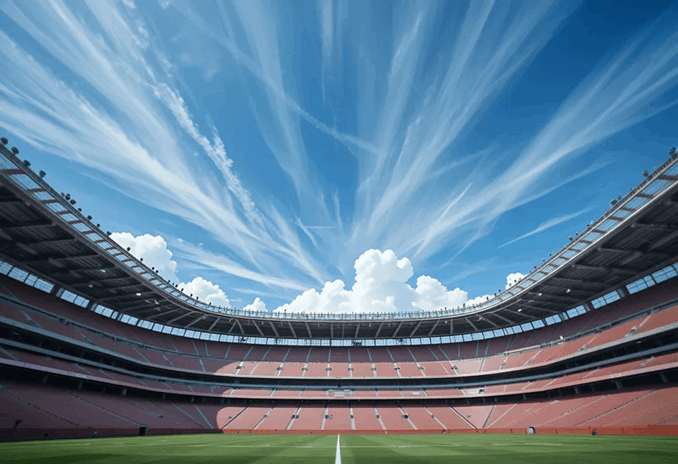Empty football stadium with blue sky, representing Farrer & Co's sports law practice