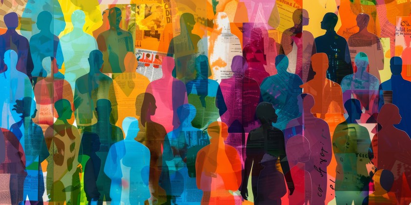 abstract people in multiple colours