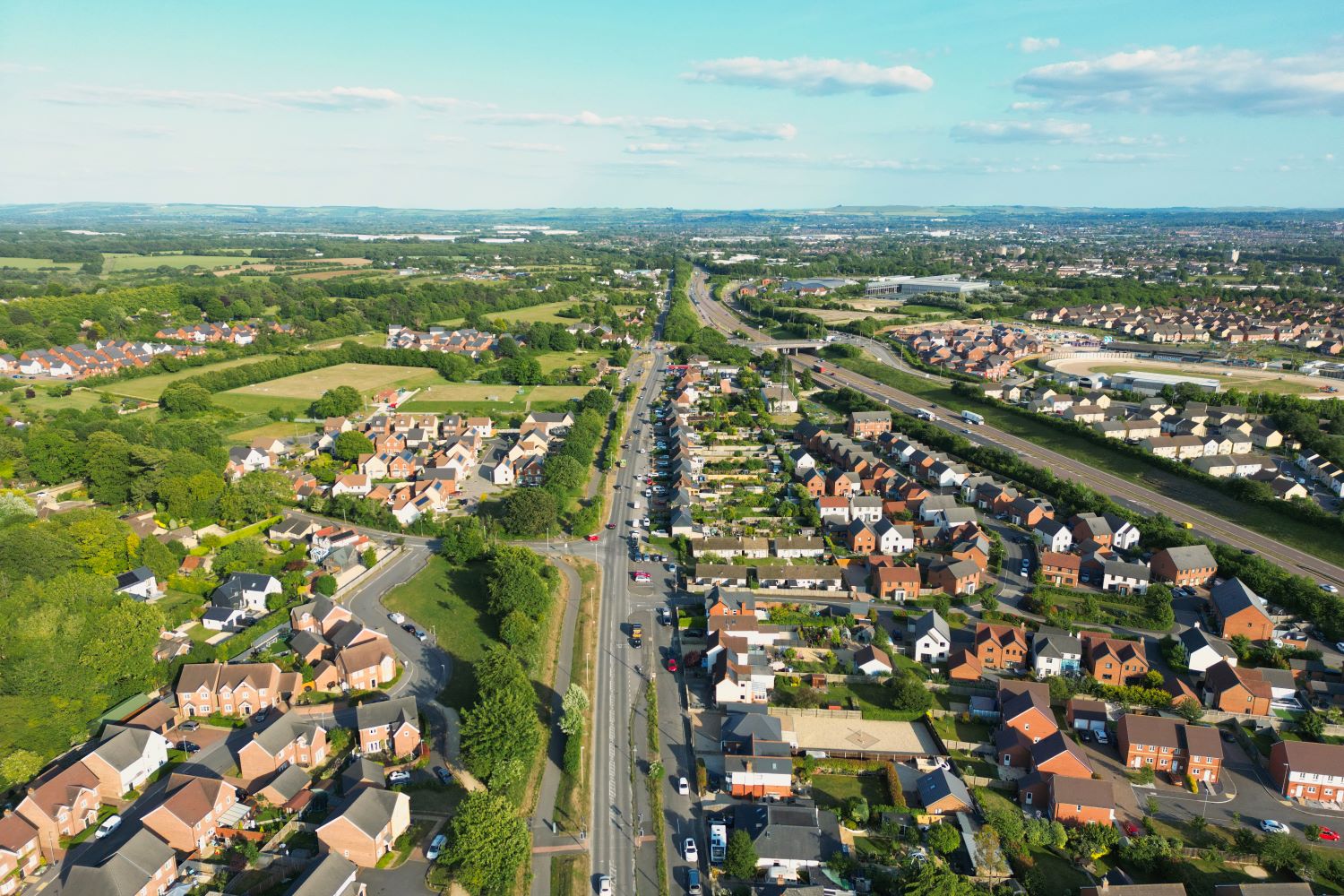 aerial view of houses in england