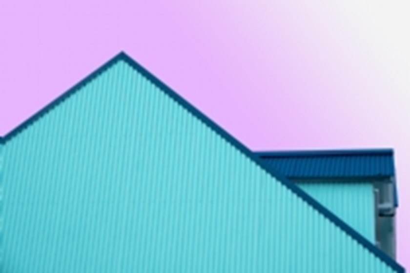 blue house purple abstract