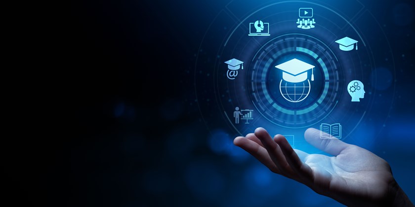 Symbols representing education and technology
