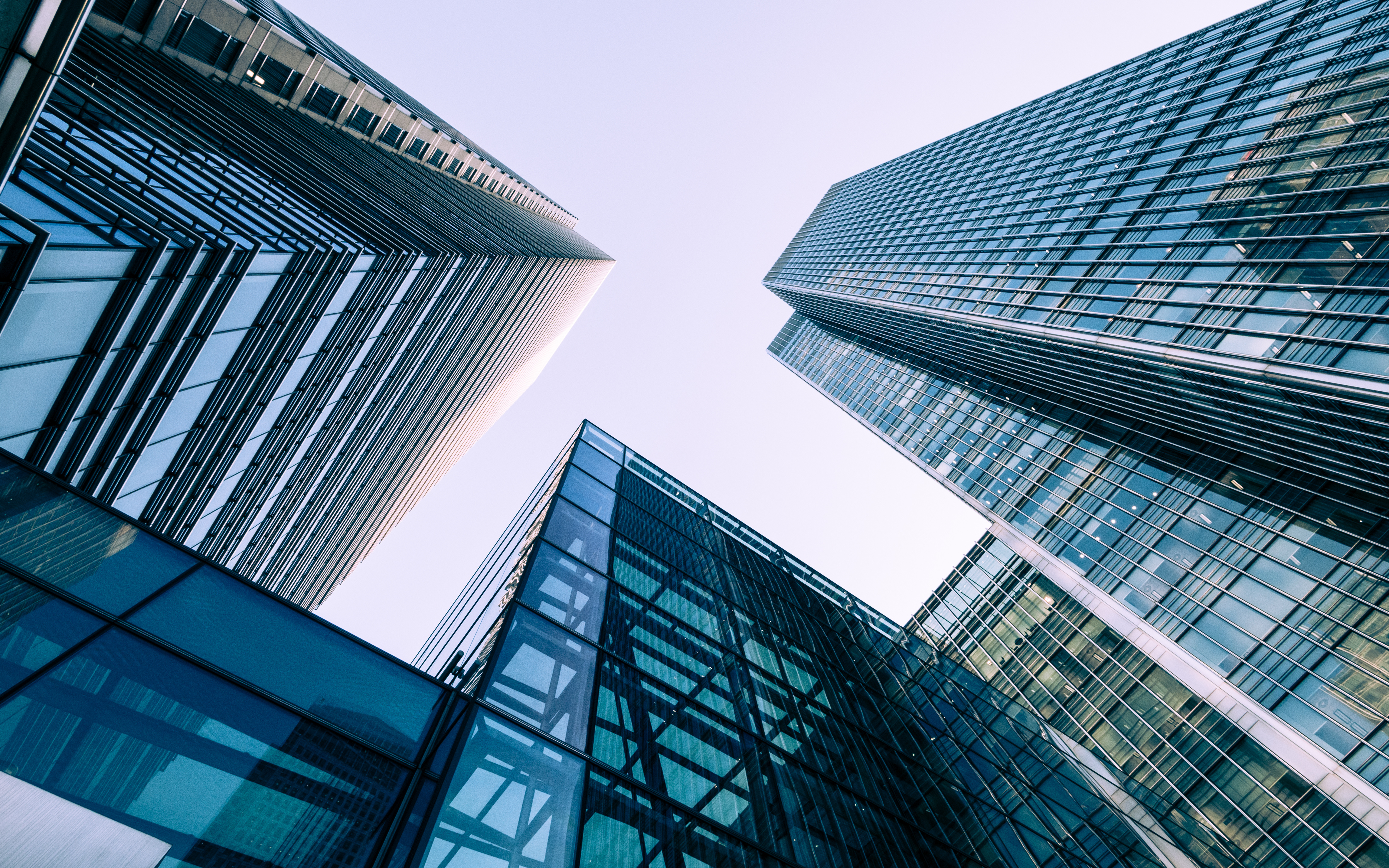 looking up at buildings