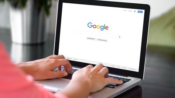 Google on the screen