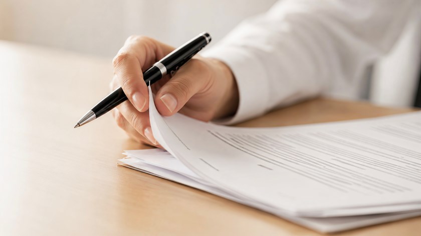 Professional trustee reviewing legal documents in a modern office