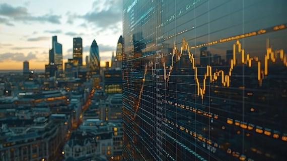 london skyline with digital overlay