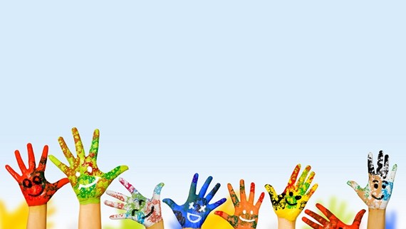 kids' hands painting