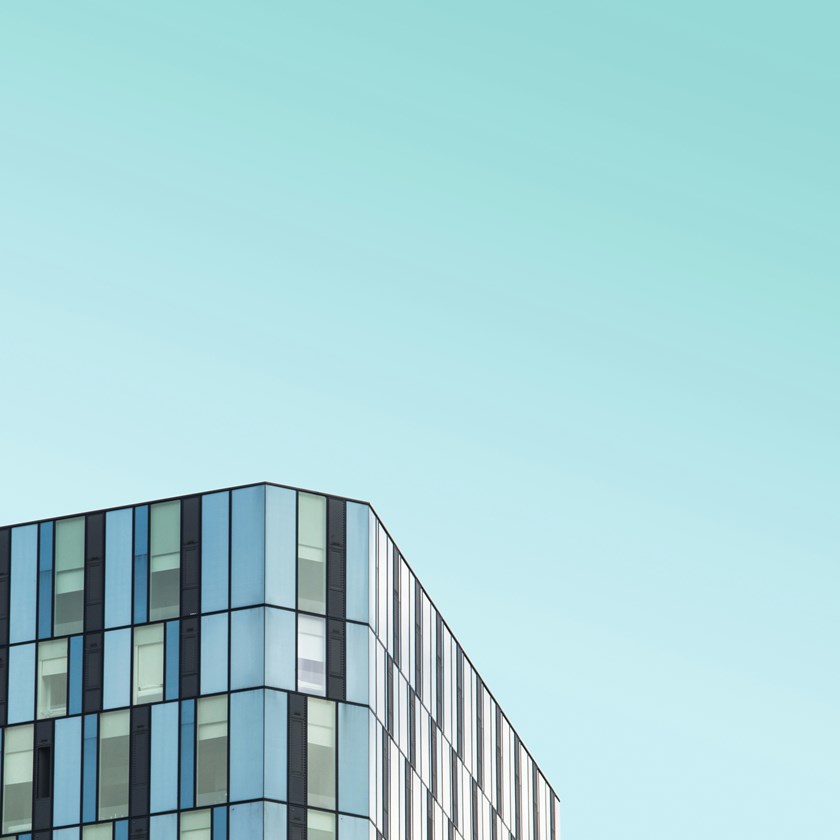 light blue building corner
