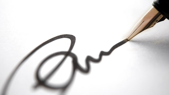 Signature - signing a document