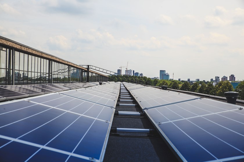 solar panel green building city